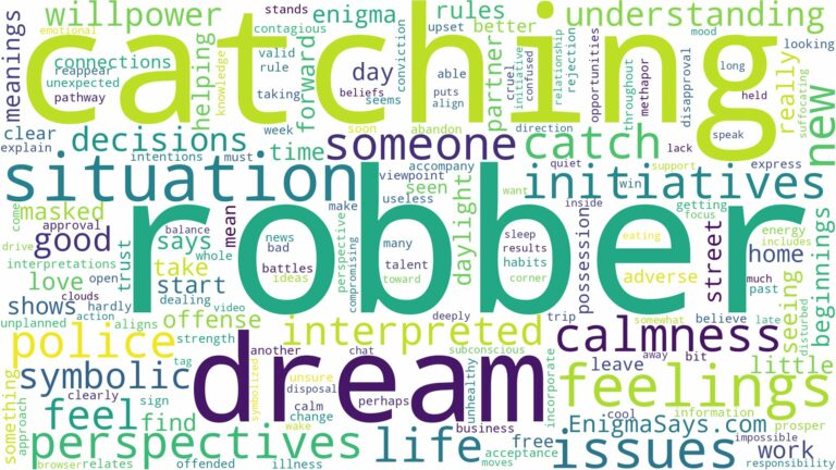 dream of catching a robber and related dreams with their meanings in a word cloud