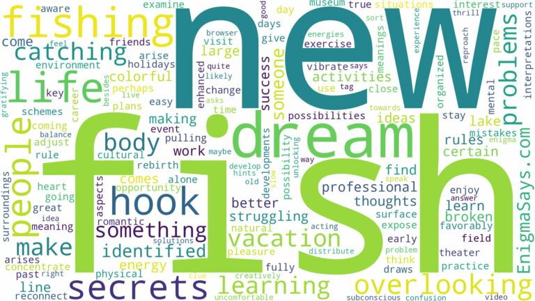 dreaming of catching fish with hook and related dreams with their meanings in a word cloud