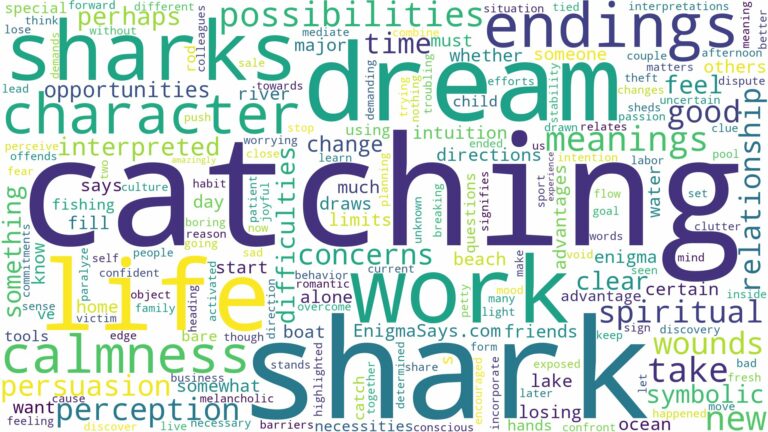 dream of catching sharks and related dreams with their meanings in a word cloud
