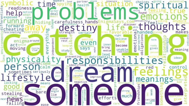 dream of catching someone and related dreams with their meanings in a word cloud