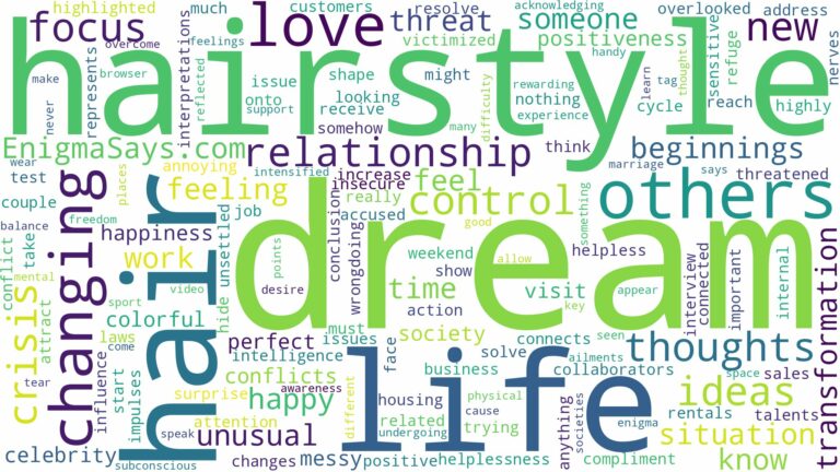 dream of changing hairstyle and related dreams with their meanings in a word cloud
