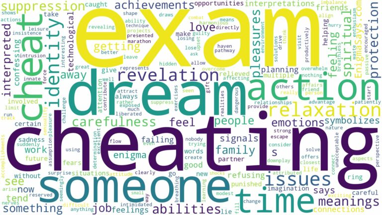 dream of cheating in exam and related dreams with their meanings in a word cloud