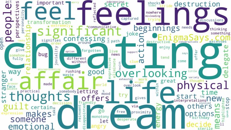 dream of cheating on significant other and related dreams with their meanings in a word cloud