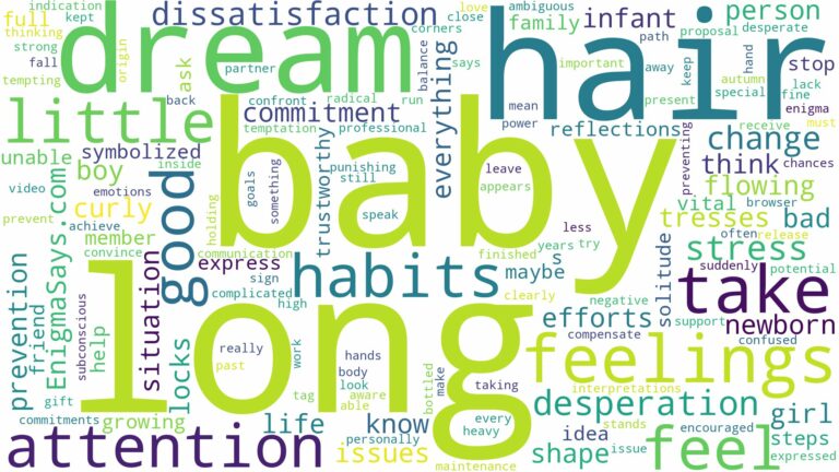 dream about a baby with long hair and related dreams with their meanings in a word cloud