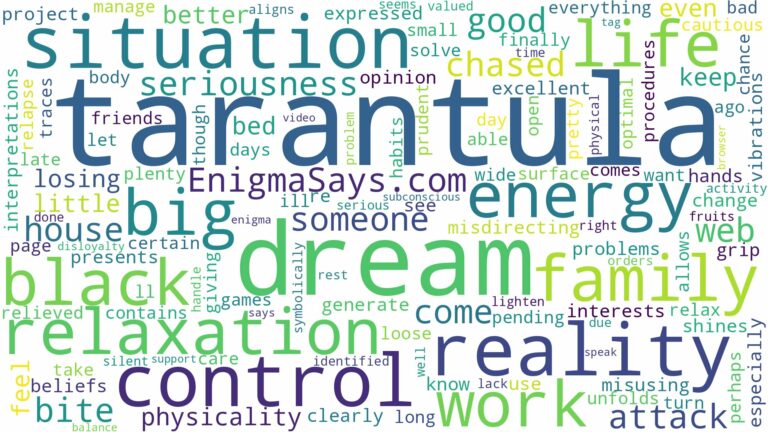 dream about a big black tarantula and related dreams with their meanings in a word cloud