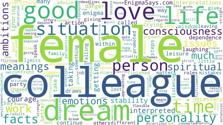 dream about a female colleague and related dreams with their meanings in a word cloud
