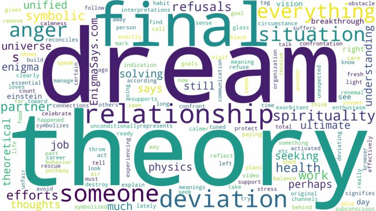 dream about a final theory and related dreams with their meanings in a word cloud