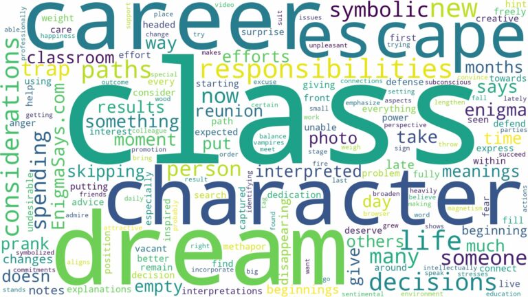 dreams about class and related dreams with their meanings in a word cloud