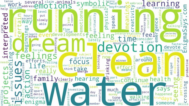 dreaming about clean running water and related dreams with their meanings in a word cloud