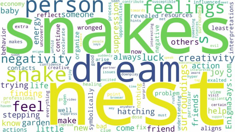 dream about a nest of snakes and related dreams with their meanings in a word cloud