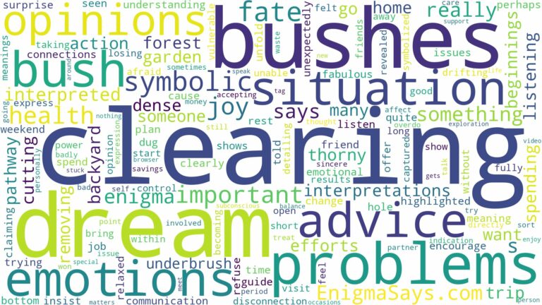 dream of clearing bush and related dreams with their meanings in a word cloud