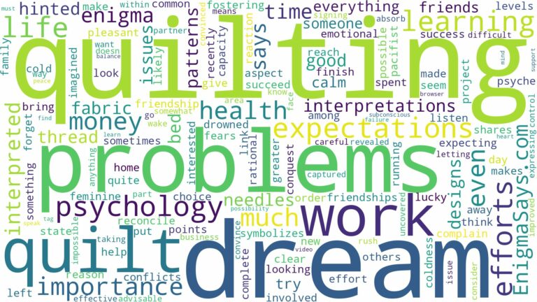 dream about a quilt and related dreams with their meanings in a word cloud