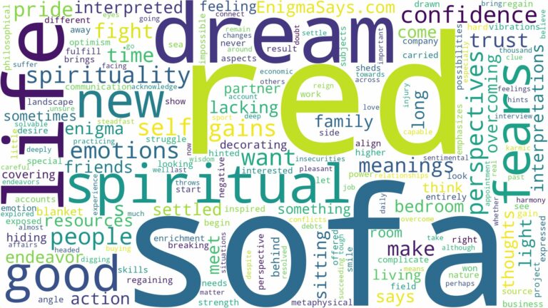 dream about a red sofa and related dreams with their meanings in a word cloud