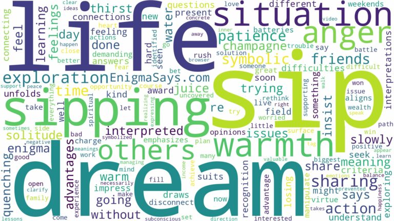 dream about a sip and related dreams with their meanings in a word cloud