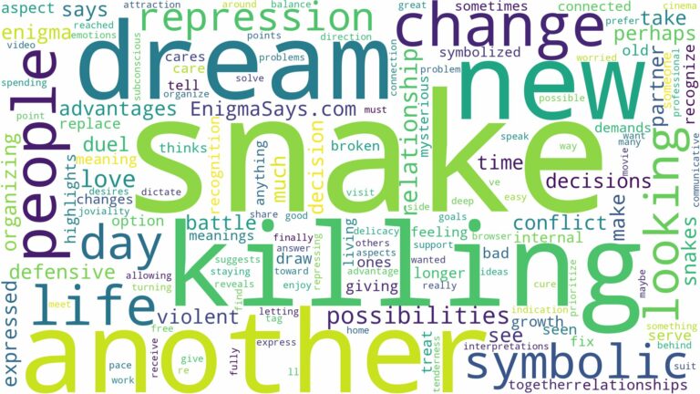 dreaming about a snake killing another snake and related dreams with their meanings in a word cloud