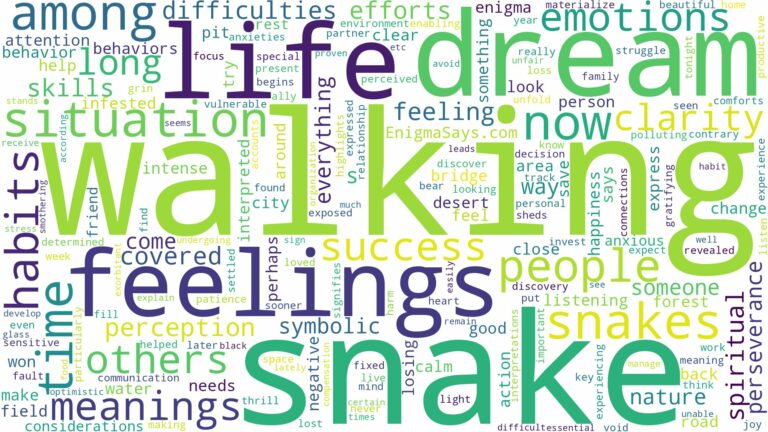 dreaming of a walking snake and related dreams with their meanings in a word cloud