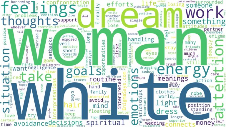 dream about a woman in white and related dreams with their meanings in a word cloud