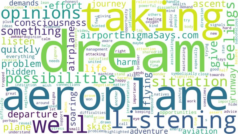dreaming of aeroplane taking off and related dreams with their meanings in a word cloud