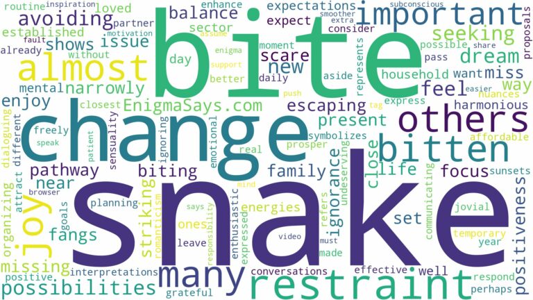 dreaming about almost being bitten by a snake and related dreams with their meanings in a word cloud