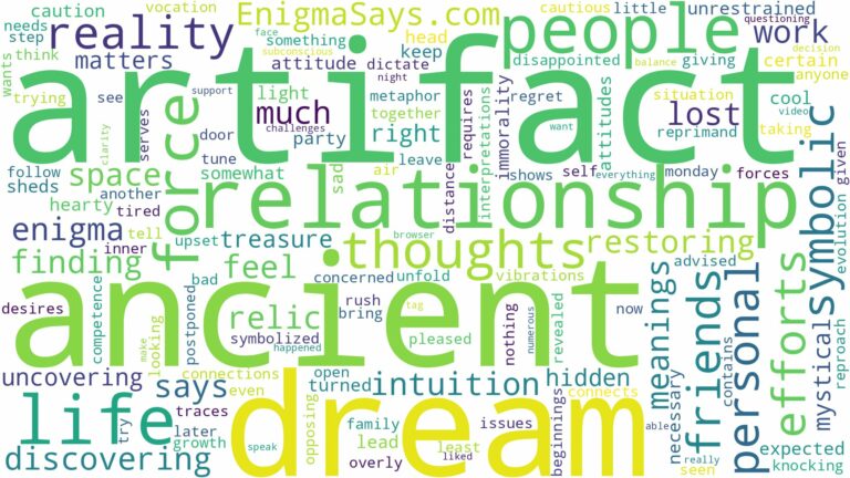 dream about an ancient artifact and related dreams with their meanings in a word cloud