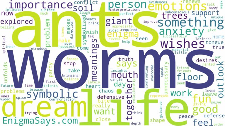 dreams about ants and worms and related dreams with their meanings in a word cloud