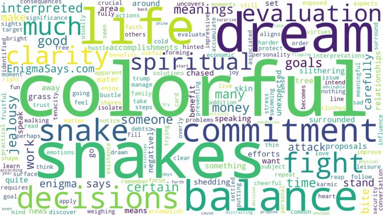 dream about colorful snakes and related dreams with their meanings in a word cloud
