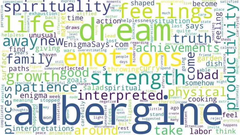 dream about aubergine and related dreams with their meanings in a word cloud