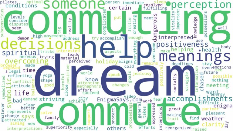 dream of commuting and related dreams with their meanings in a word cloud
