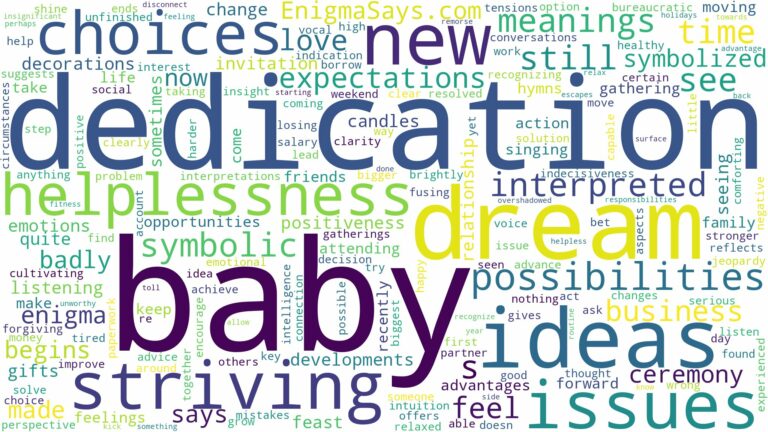 dream about baby dedication and related dreams with their meanings in a word cloud