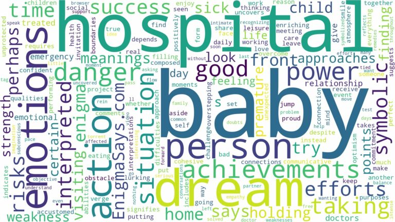 dream about baby in hospital and related dreams with their meanings in a word cloud