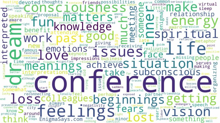 dream about conference and related dreams with their meanings in a word cloud