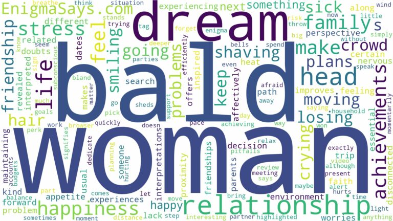 dream about bald head woman and related dreams with their meanings in a word cloud