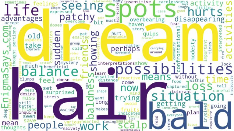 dream about bald spots in hair and related dreams with their meanings in a word cloud