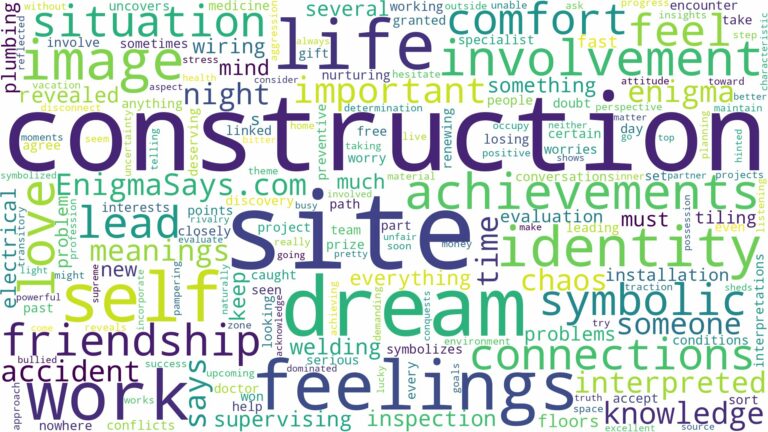 dream about construction site and related dreams with their meanings in a word cloud