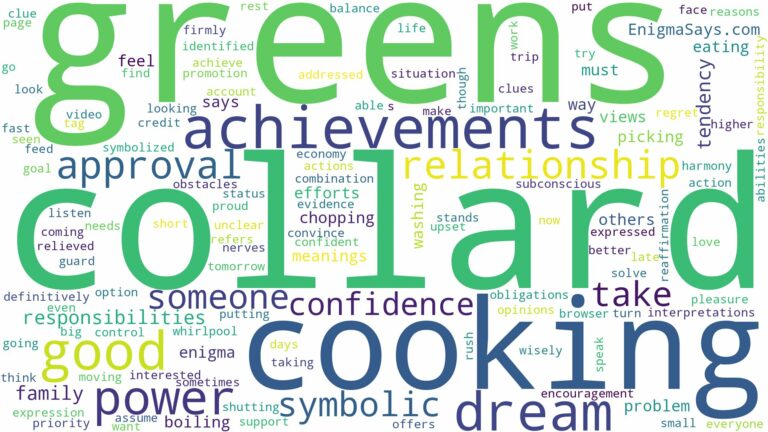 dreaming of cooking collard greens and related dreams with their meanings in a word cloud