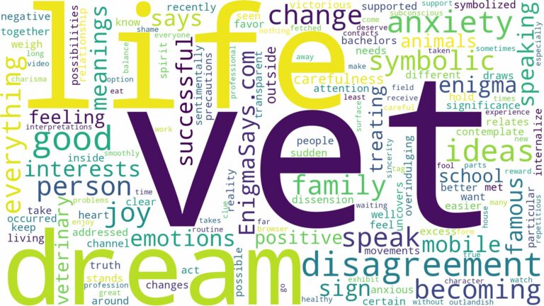 dream of being a vet and related dreams with their meanings in a word cloud