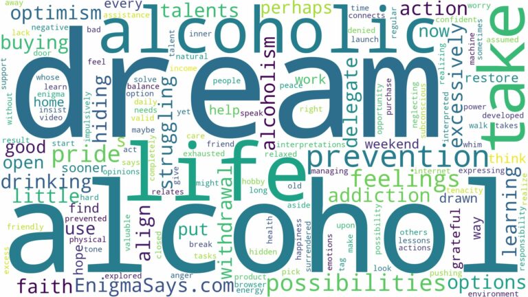 dream of being alcoholic and related dreams with their meanings in a word cloud