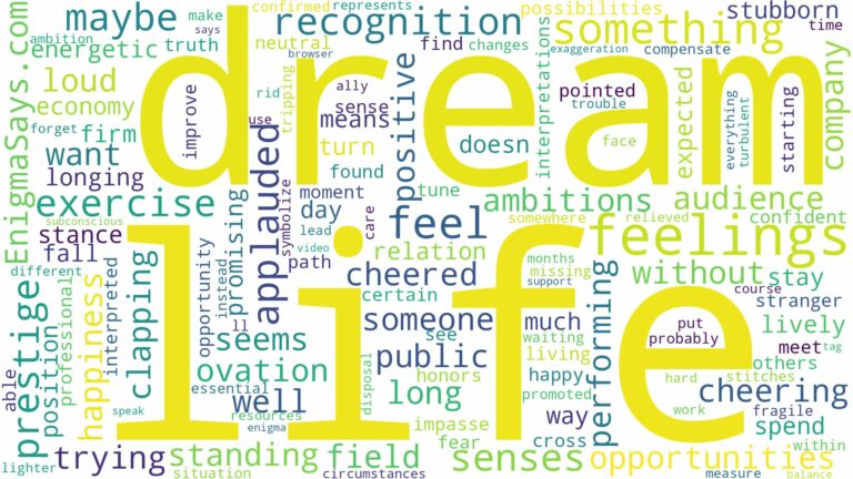 dream of being applauded and related dreams with their meanings in a word cloud