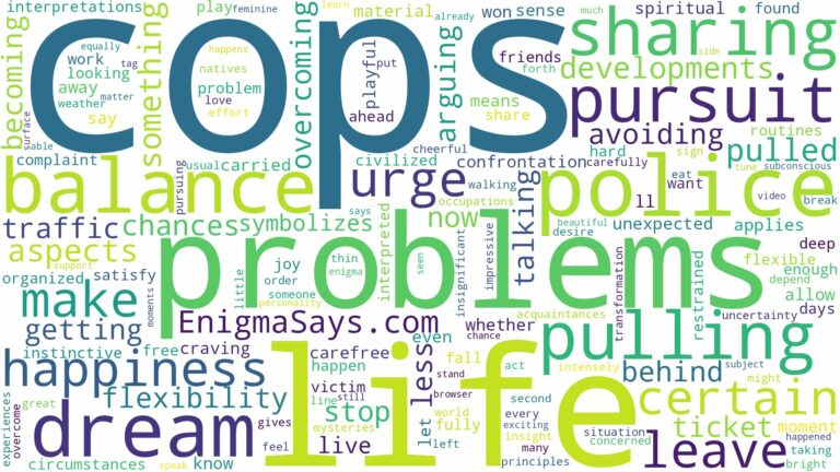 dreams about cops pulling you over and related dreams with their meanings in a word cloud