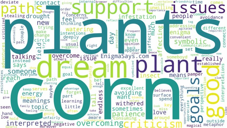 dream about corn plant and related dreams with their meanings in a word cloud