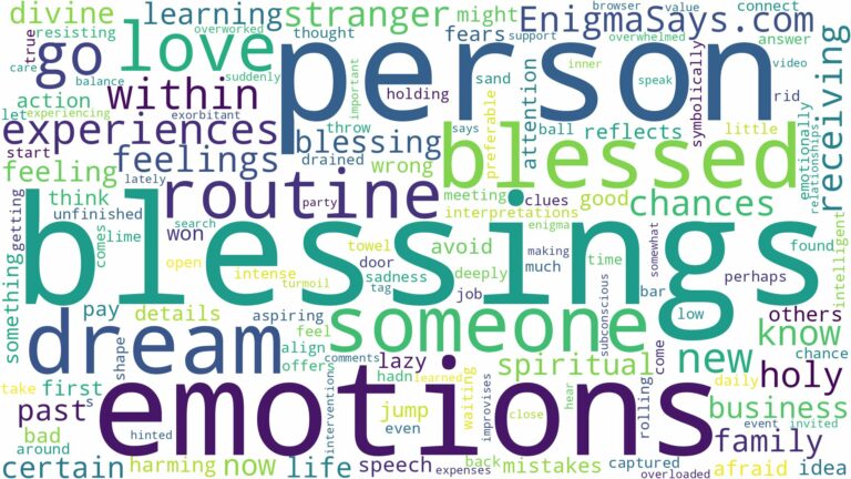 dreaming of being blessed by someone and related dreams with their meanings in a word cloud