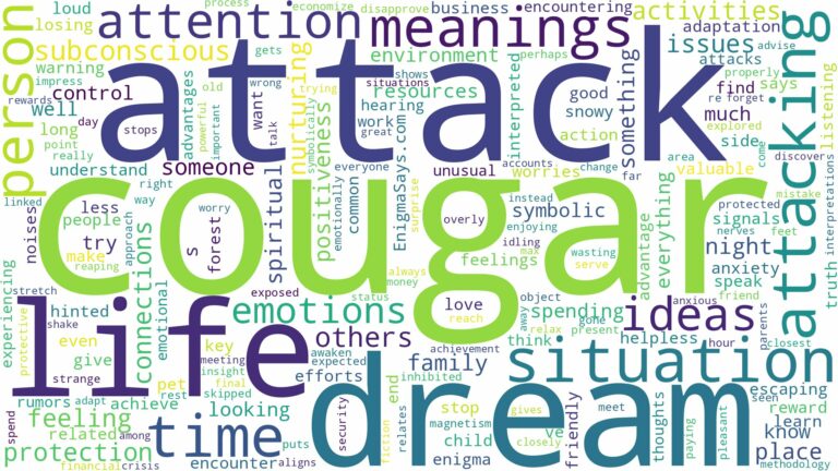 dream about cougar attack and related dreams with their meanings in a word cloud