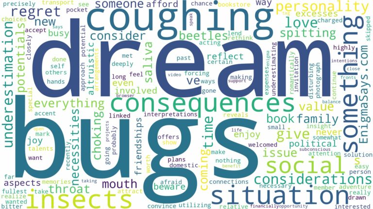 dream of coughing up bugs and related dreams with their meanings in a word cloud