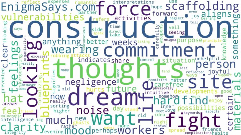 dreaming of being in a construction site and related dreams with their meanings in a word cloud