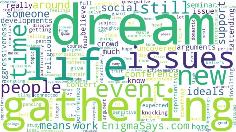 dream of being in a gathering and related dreams with their meanings in a word cloud