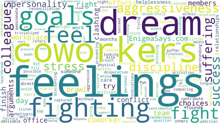 dreams about coworkers fighting and related dreams with their meanings in a word cloud