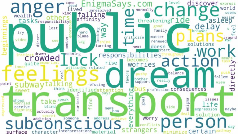 dreaming of being in a public transport and related dreams with their meanings in a word cloud