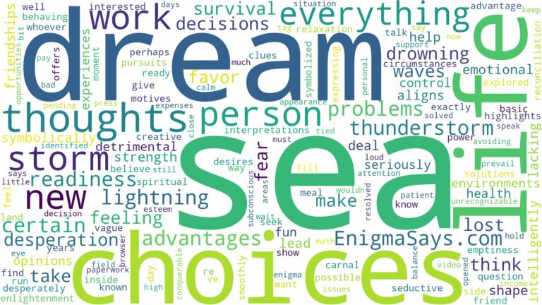 dreaming of being in a storm at sea and related dreams with their meanings in a word cloud