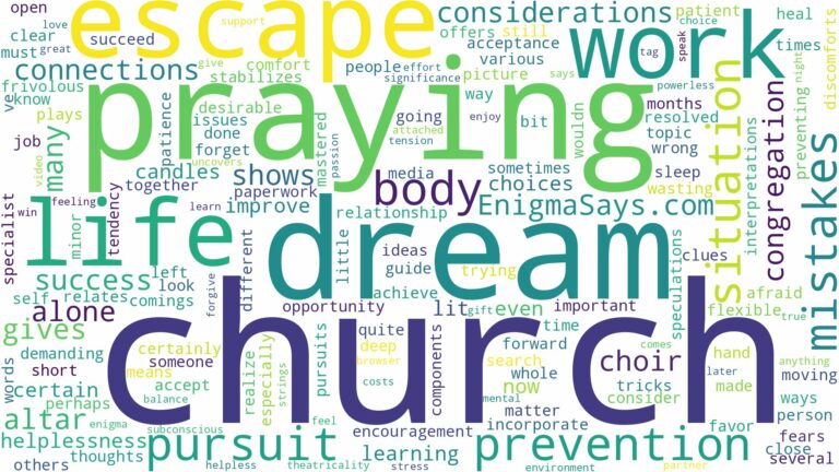 dreaming of being in church praying and related dreams with their meanings in a word cloud