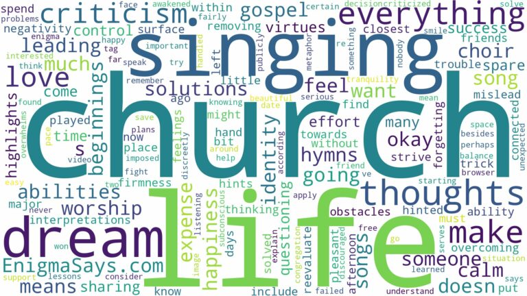 dreaming of being in church singing and related dreams with their meanings in a word cloud